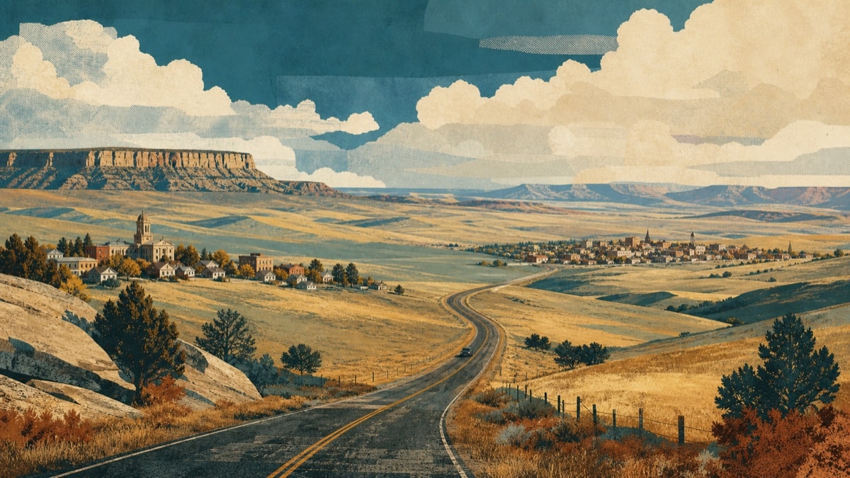 Editorial illustration of a Campbell County community landscape