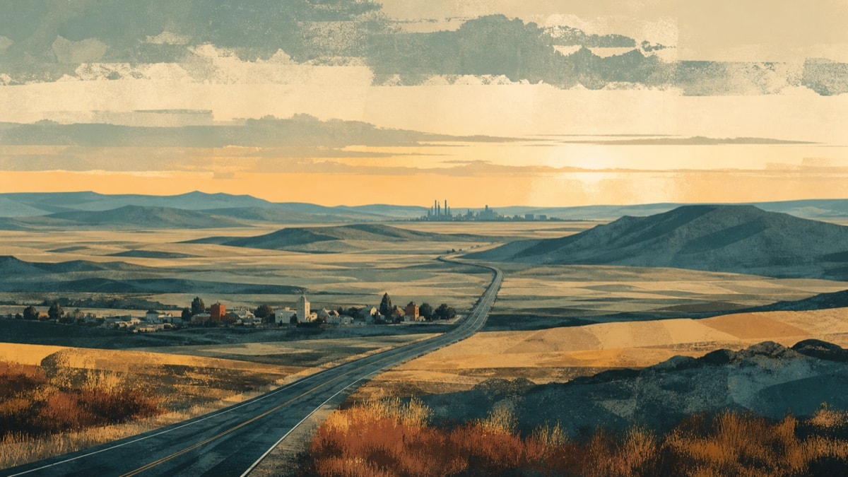 Illustrated high plains transportation landscape